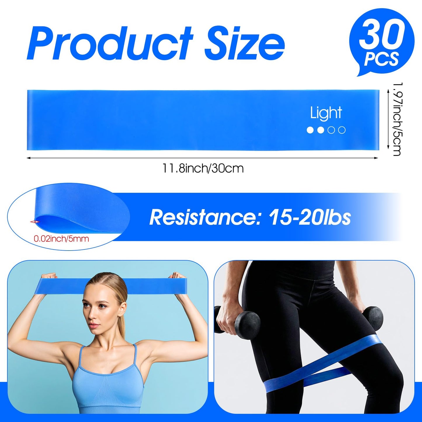 30 Pcs Resistance Bands Resistance Loop Exercise Bands Exercise Equipment Elastic Drap Ring for Women and Men Home Fitness, Gym, Yoga
