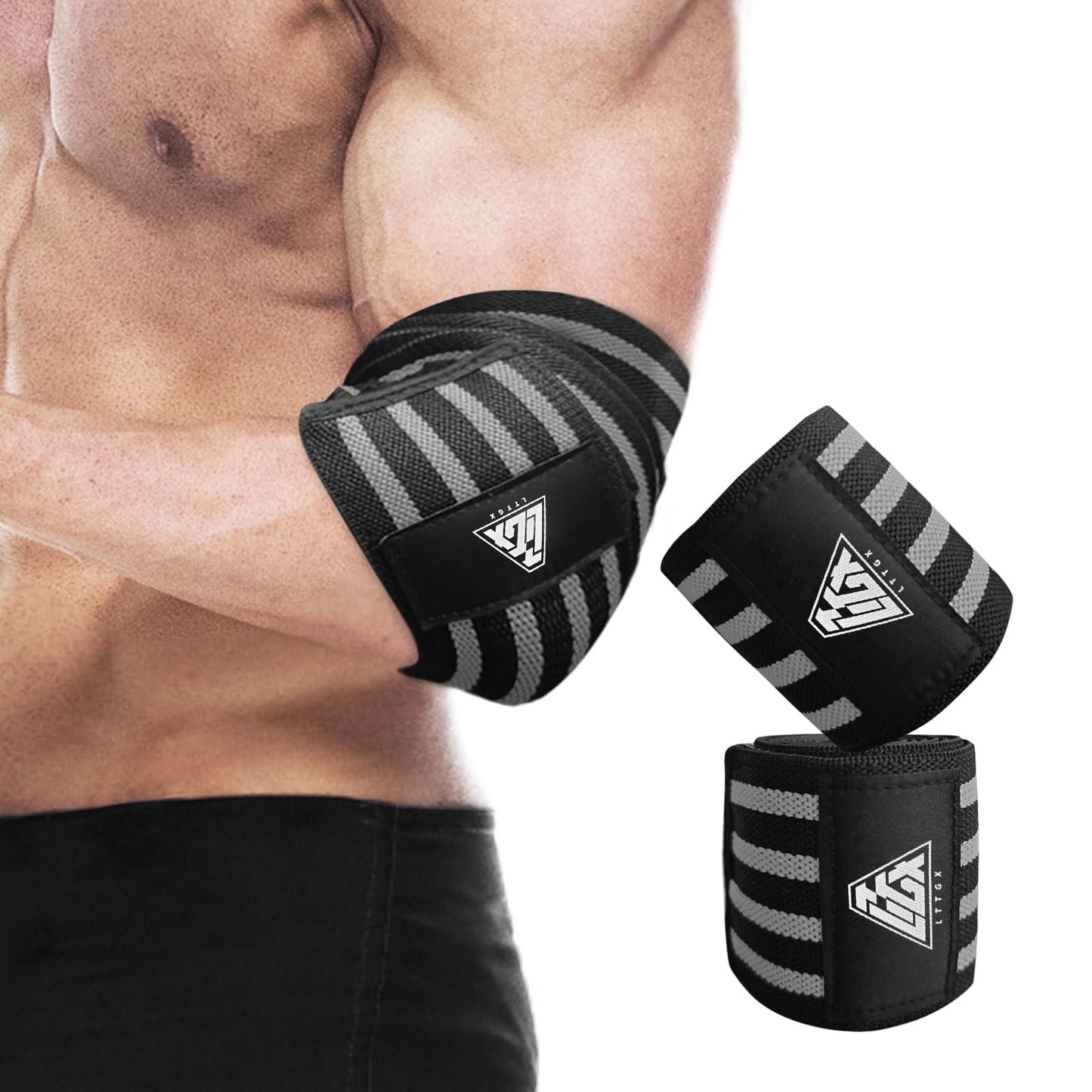 Elbow Wraps for Weightlifting, Elbow Straps for Weightlifting Gym Men Women - Elbow Support Sleeve for Weight lifting Bench Press, Cross Training & Powerlifting