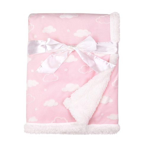 American Baby Company Heavenly Soft Chenille Sherpa Receiving Blanket - Warm 3D Pink, 30" x 35" for Travel & Strollers