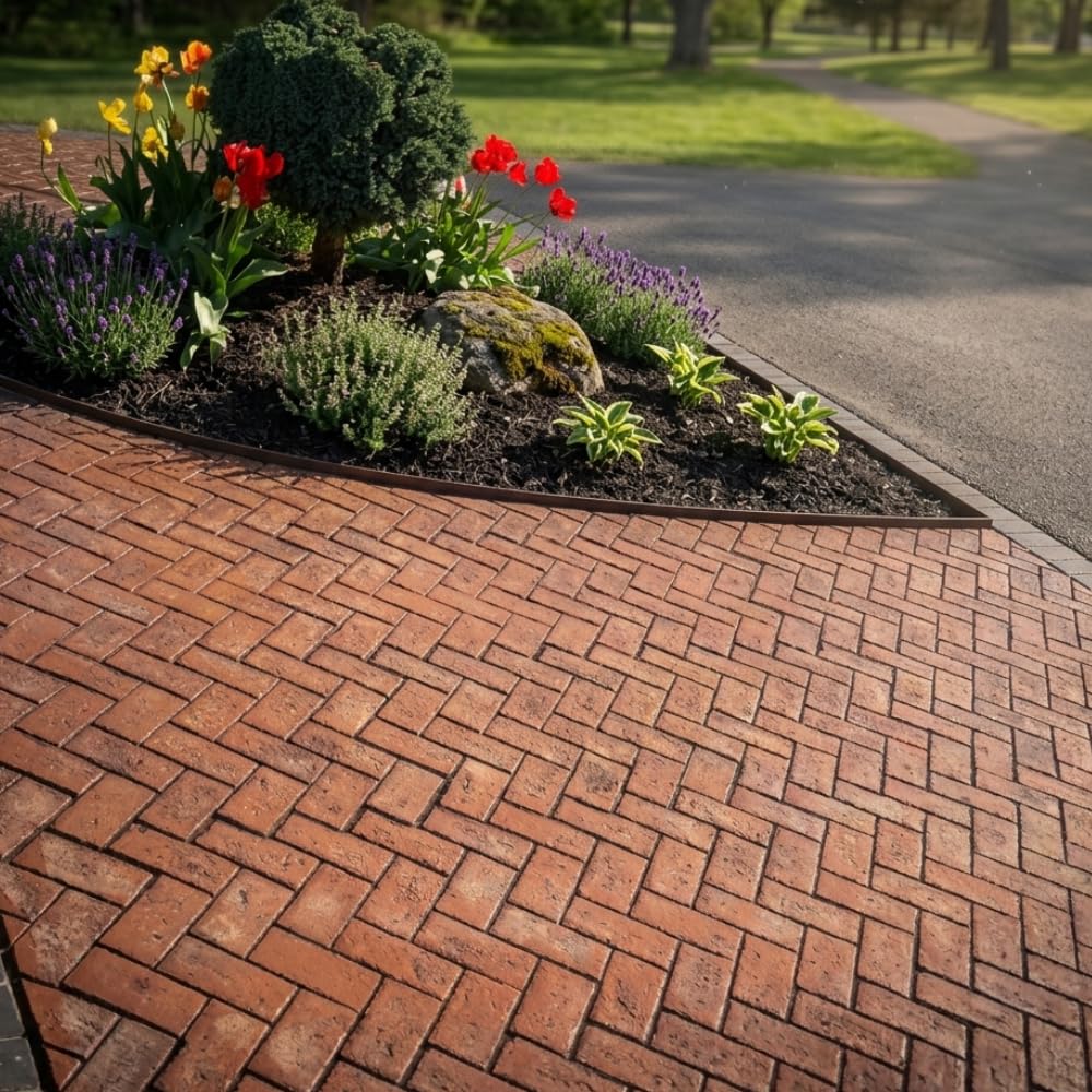 Vintage Herringbone Brick Concrete Stamps Set of 5 – Made in USA – 32.75" x 26" – Durable Polyurethane – Rigid & Flexible Forms for Driveways, Walkways and Patios – SM 4100/S-5