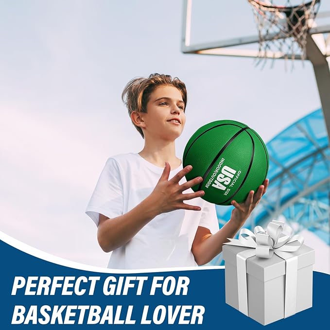 Libima 12 Pcs Operation Christmas Rubber Basketballs Official Size Bulk with Pump Multicolor Basket Balls Streetballs Set for Adult Youth Indoor Outdoor Training Games Sports Gifts