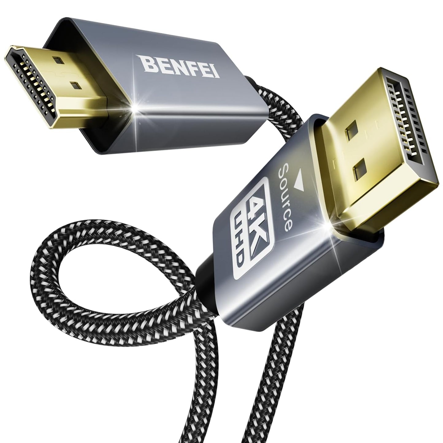 4K 6 1.2 1.4 BENFEI DisplayPort to HDMI Feet Cable[Aluminum Shell, Nylon Braided], Uni-Directional DP Computer to HDMI