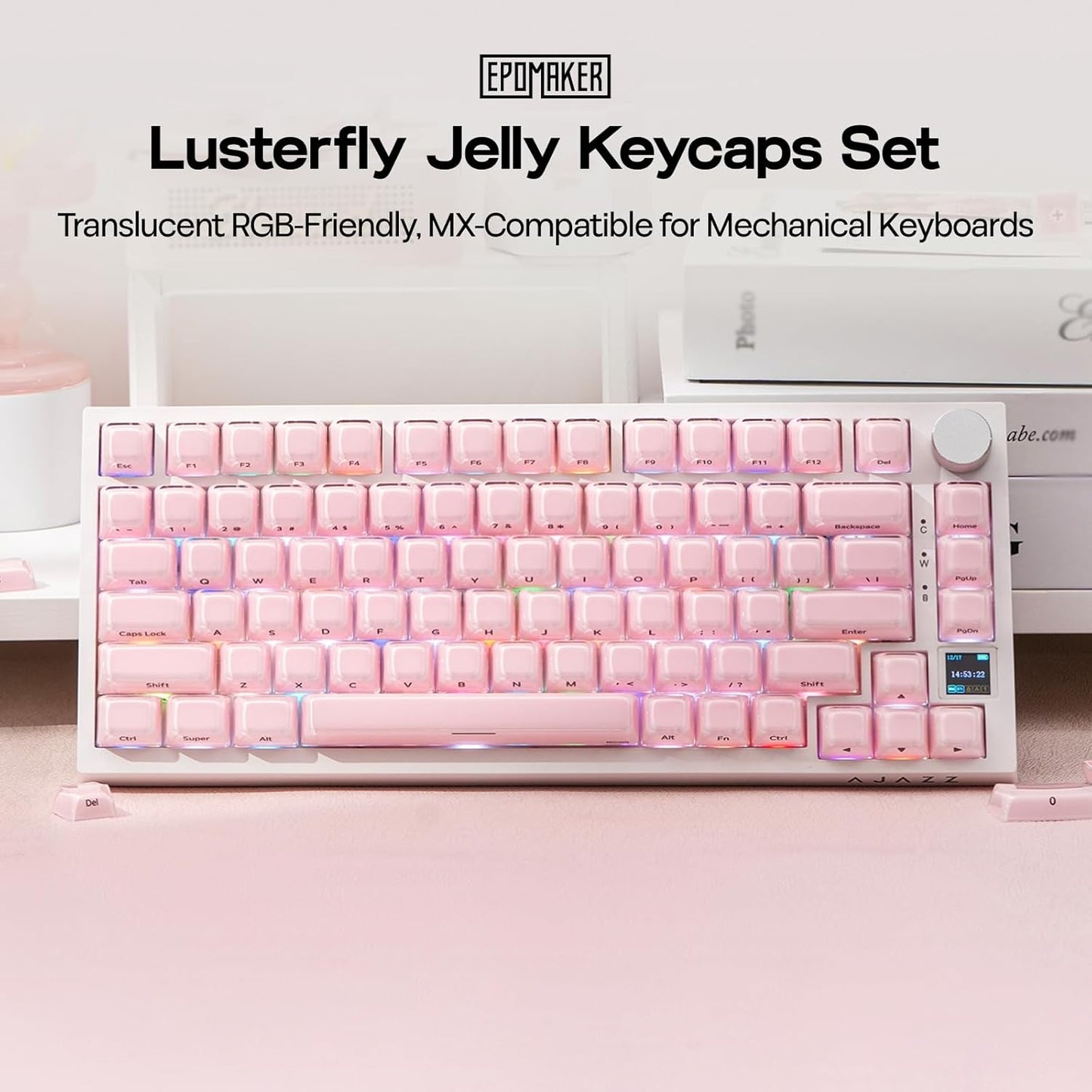 EPOMAKER Set 123 61/68/84/87/98/100/104-Key Lusterfly Jelly Keycaps - Keys Double-Shot Laser Engraved, MDA Profile