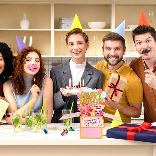 Happy Birthday Pop Up Card - Unique 3D Greeting Card for Men & Women | Perfect Gift for Mom, Dad & Friends