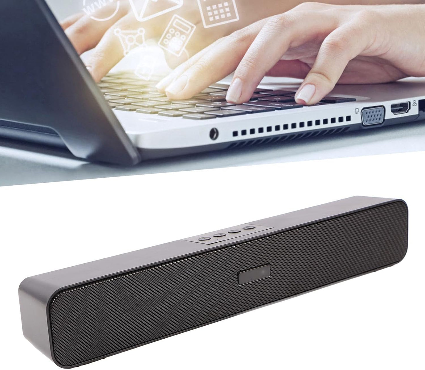 EIMSOAH 5.0 5 Soundbar Bluetooth Speaker with Playback Modes, Noise Reduction Surround Sound for Home Use