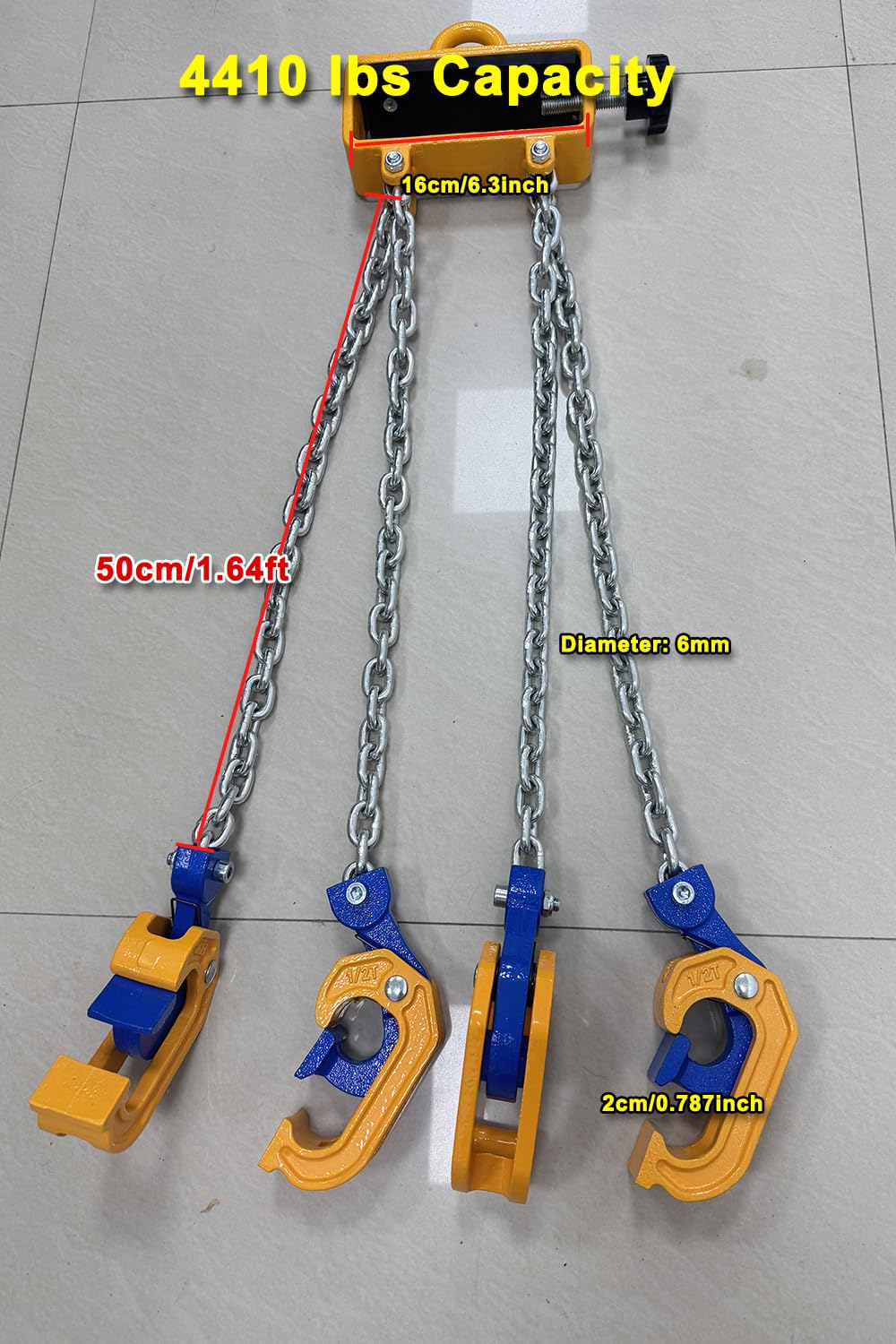 2Ton Barrel Lifting Chain for Plastic & Steel Drums 、4410LBS 20in Length, 4 Hooks Chain Drum Lifter Barrel clamp for 55 Gallon Drum Lifting Device Fits for Crane, Forklift【2T- 4Hooks】