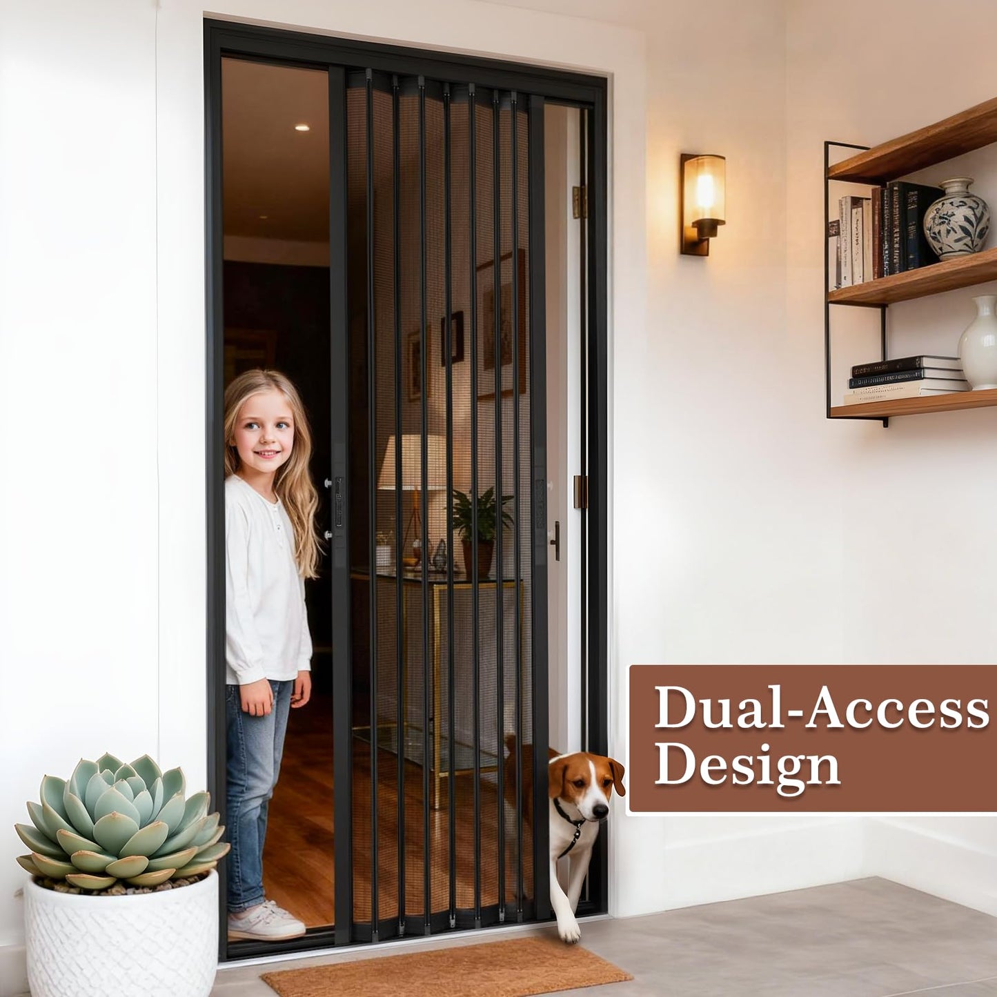Yotache Retractable Screen Door Fits 32"x80" to 32.5"x80.5" Doors - Aluminum Frame & Pet-Proof Mesh - Magnetic Self-Latching Convenient Sliding Door with Left and Right Openings