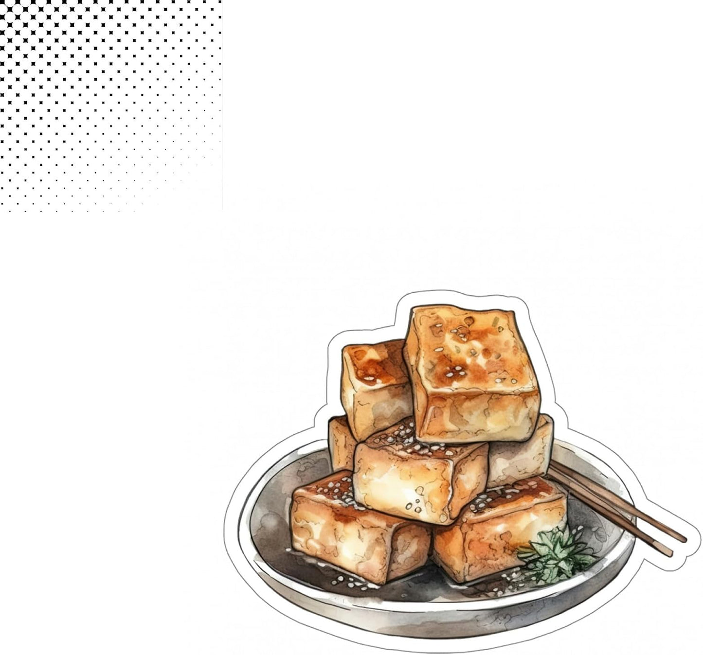 TGiakisz Plate of Fried Tofu Sticker, Vegan Sticker, Asian Food Sticker, Soy Sticker
