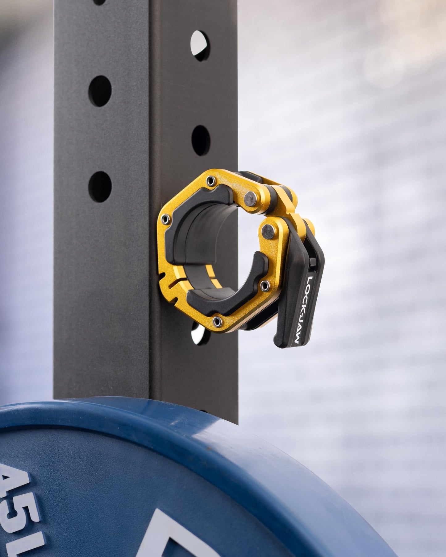 Lock-Jaw Flex Barbell Collars Olympic Barbell Clamps w/Magnet 2 Pcs – Heavy Duty Bar Clamps for 2” & 50mm Olympic Bars – Secure Weight Bar Clamps for Strength Training & Home Gym Accessories – Gold