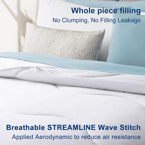 MEELUS Lightweight Cooling Comforter - Breathable All-Season Duvet Insert, Queen Size 88x88 Inch