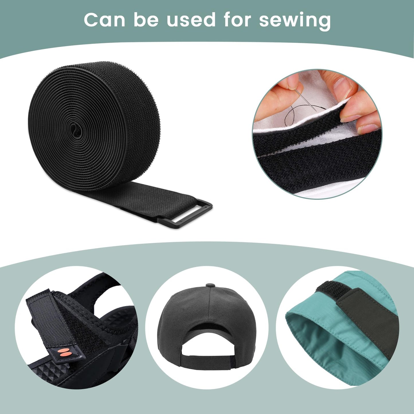 WSZJINB 1.5In x 16Ft Cinch Straps Heavy Duty With 20 Buckles, Black Nylon Hook and Loop Straps, Reusable Long Cable Ties for Organizer or Storage