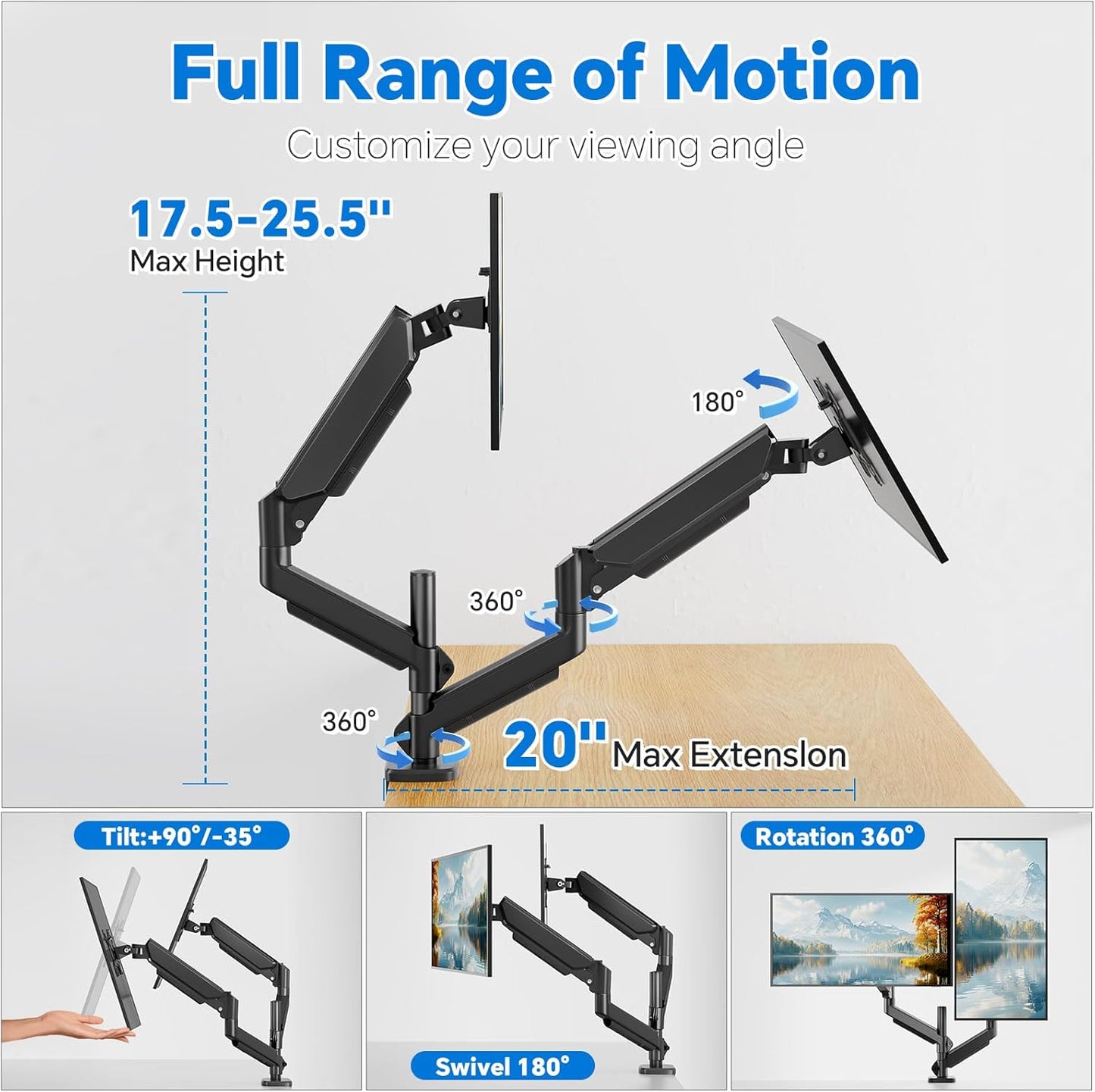 Simple Trending 17-27 inch 2 20 lbs, Dual Monitor Stand for Computer Screens, Computer Stand, Adjustable Stand