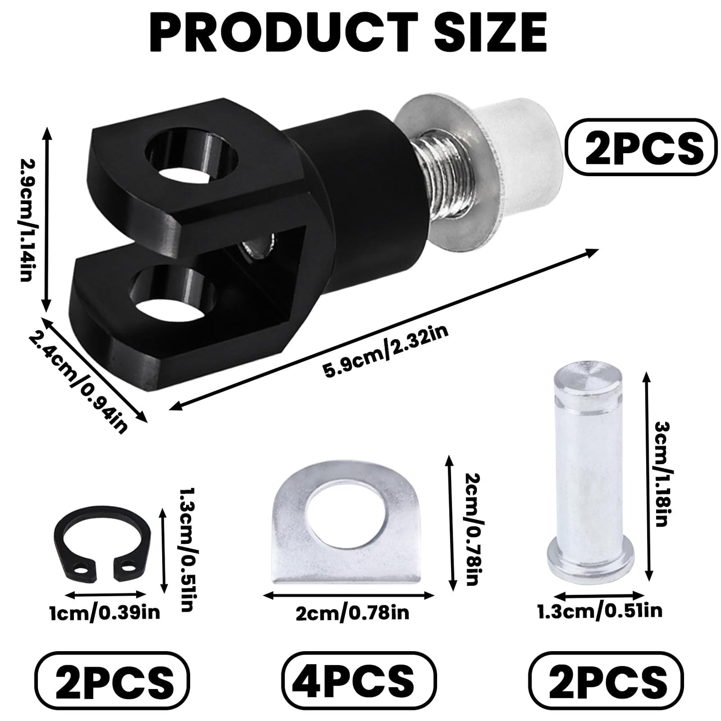 Motorcycle Foot Pegs Supports Mount Footrest Mounting Clevis Hardware Kit Left and Right Passenger Footrest Compatible with Softail FXST Low Rider Sport Glide Dyna FXR FX (Black)