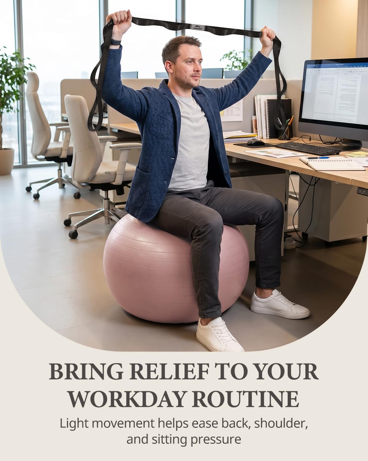 Trideer Exercise Ball Yoga Ball – Office Seating & Balance Ball Chair, Stability Ball for Pilates, Physical Therapy,Core Training & Balance Improvement & Stretching