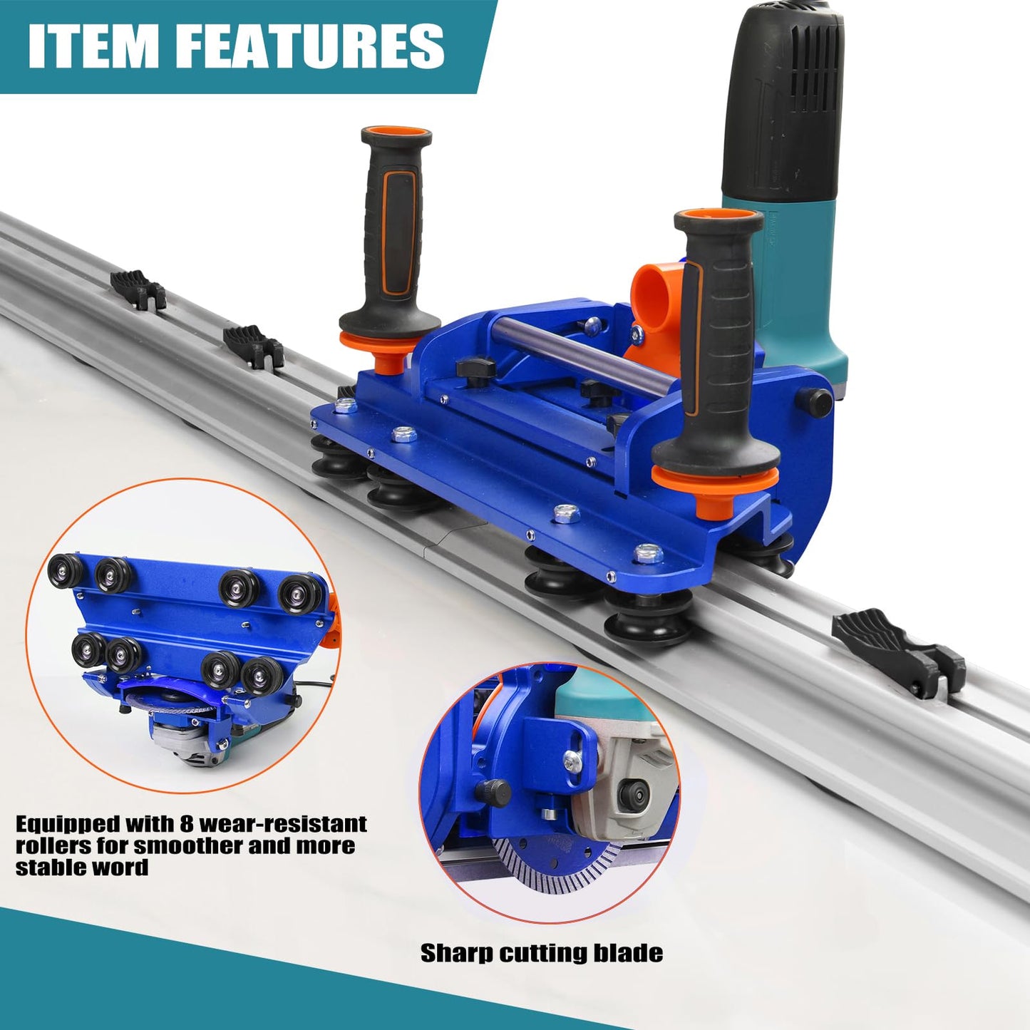 Electric Orbital Angle Grinder Tile Cutter for Large Ceramic Porcelain Tiles Up to 124 inches, Precise Ceramic Tile Cutting Tool(Angle grinder included)