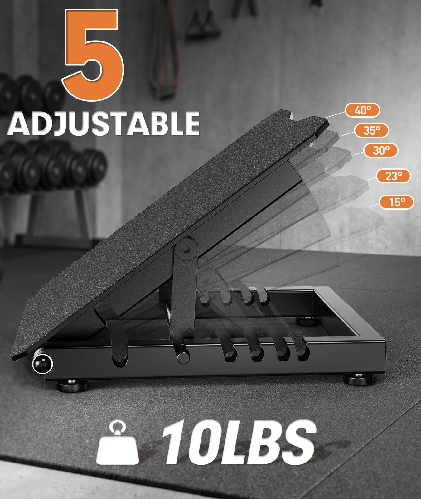 OYY Steel Slant Board for Calf Stretching, 600lbs Capacity Incline Board with Full-Surface High-Grip Tape, 5-Level Adjustable Squat Wedge for Plantar Fasciitis, Home Gym & Physical Therapy