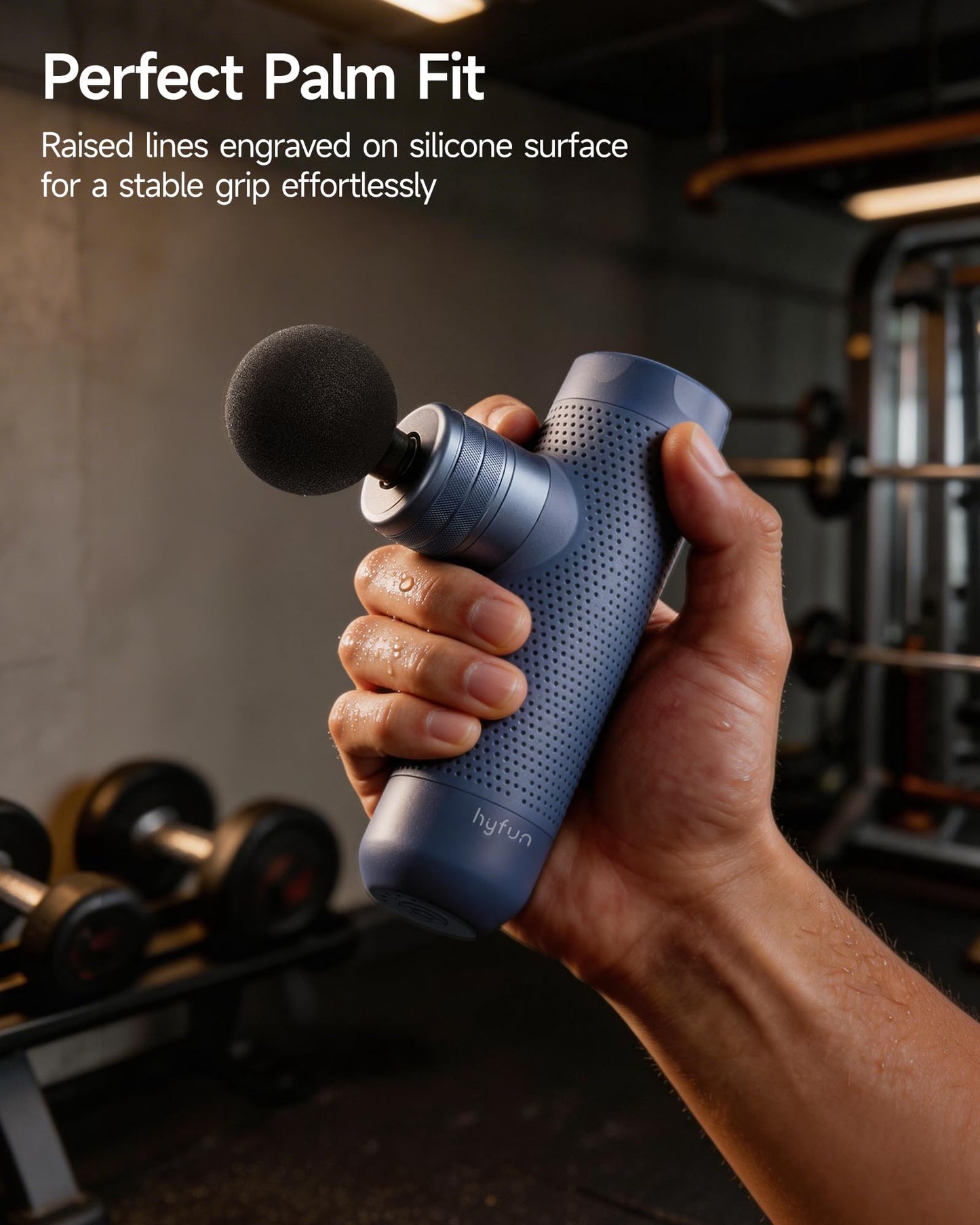 HYFUN N1 Super Mini Massage Gun, Ultra-Compact Deep Tissue Massage Gun, Portable Travel Handheld Massager, Men & Women Muscle Recovery, Percussion Massager Quiet for Home, Gym, Office, Blue