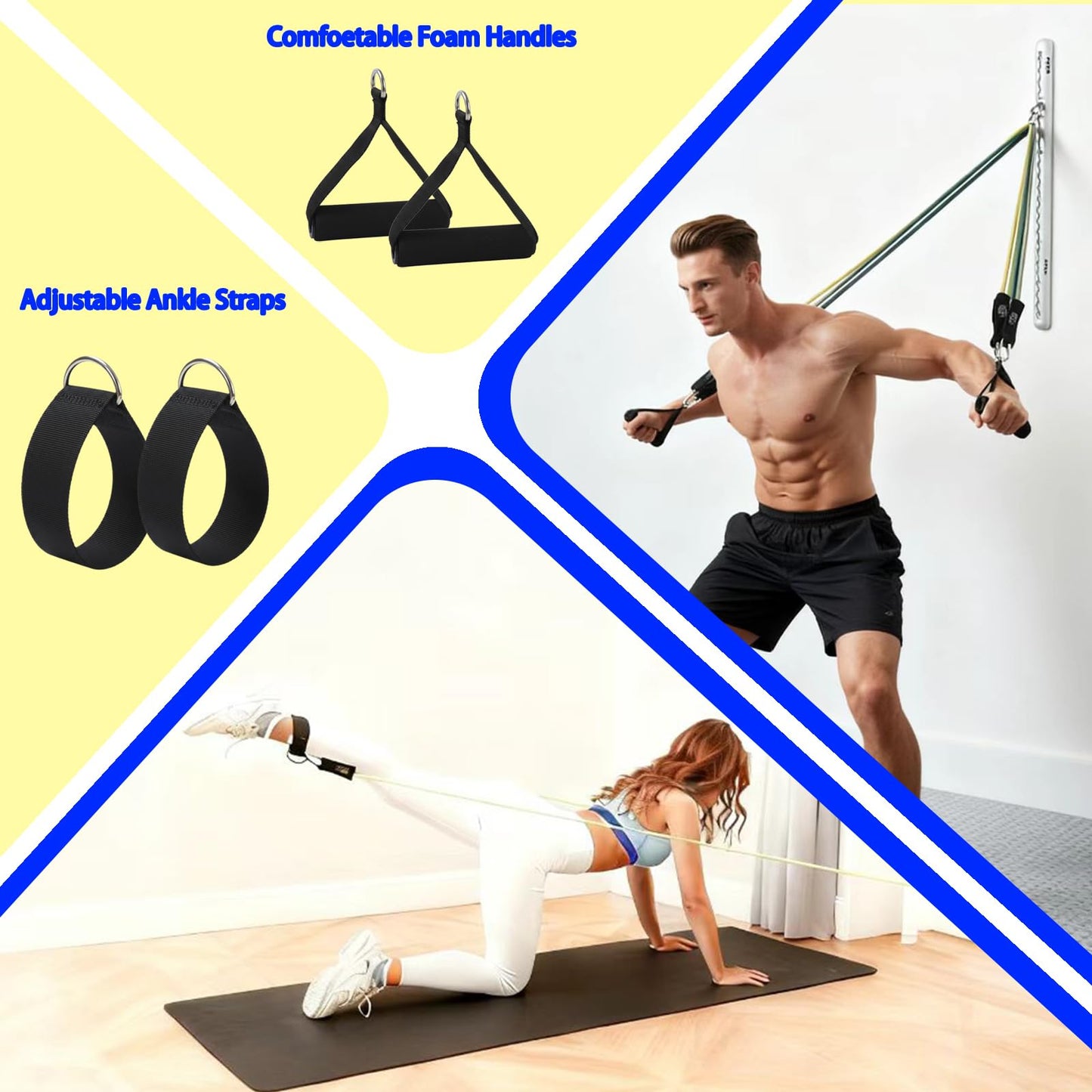 Resistance Band Wall Mount System - Heavy Duty Wall Anchor for Resistance Bands, Workout Wall Anchor with Aluminium Bracket for Home Gym Cable Machine & Fitness (2 Rails and Green Resistance Band)