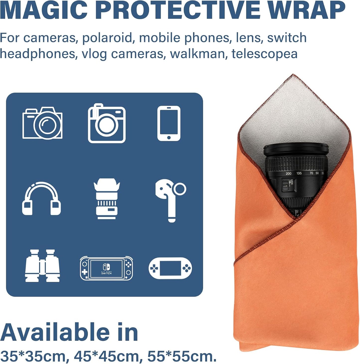 Walking Way Protective Wrap, Self-Adhesive Magic Cloth Camera Wrap, Storage Cloth, Anti-Scratch, Dustproof, Washable