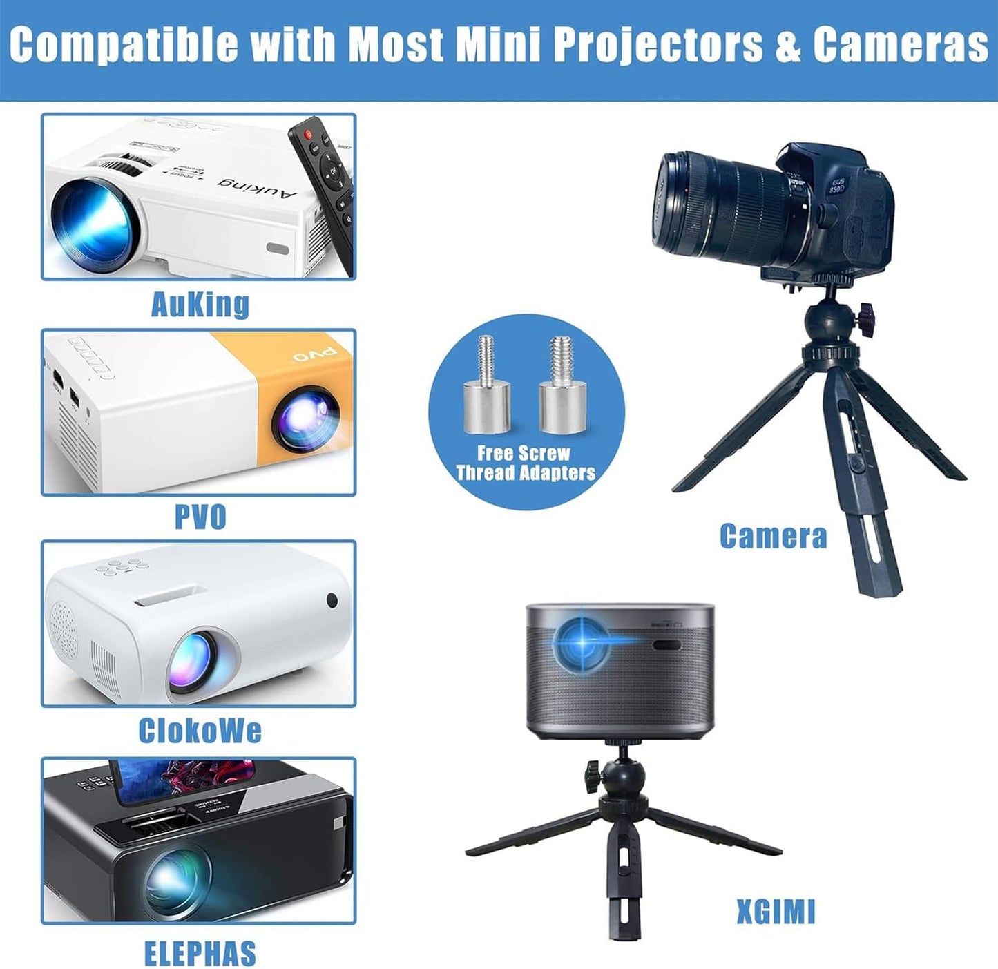 2-Be-Best Mini Projector Stand, Tripod Mount Compatible With DR.J, DBPOWER, Anker, PVO, Artlii, LoongSon, AuKing