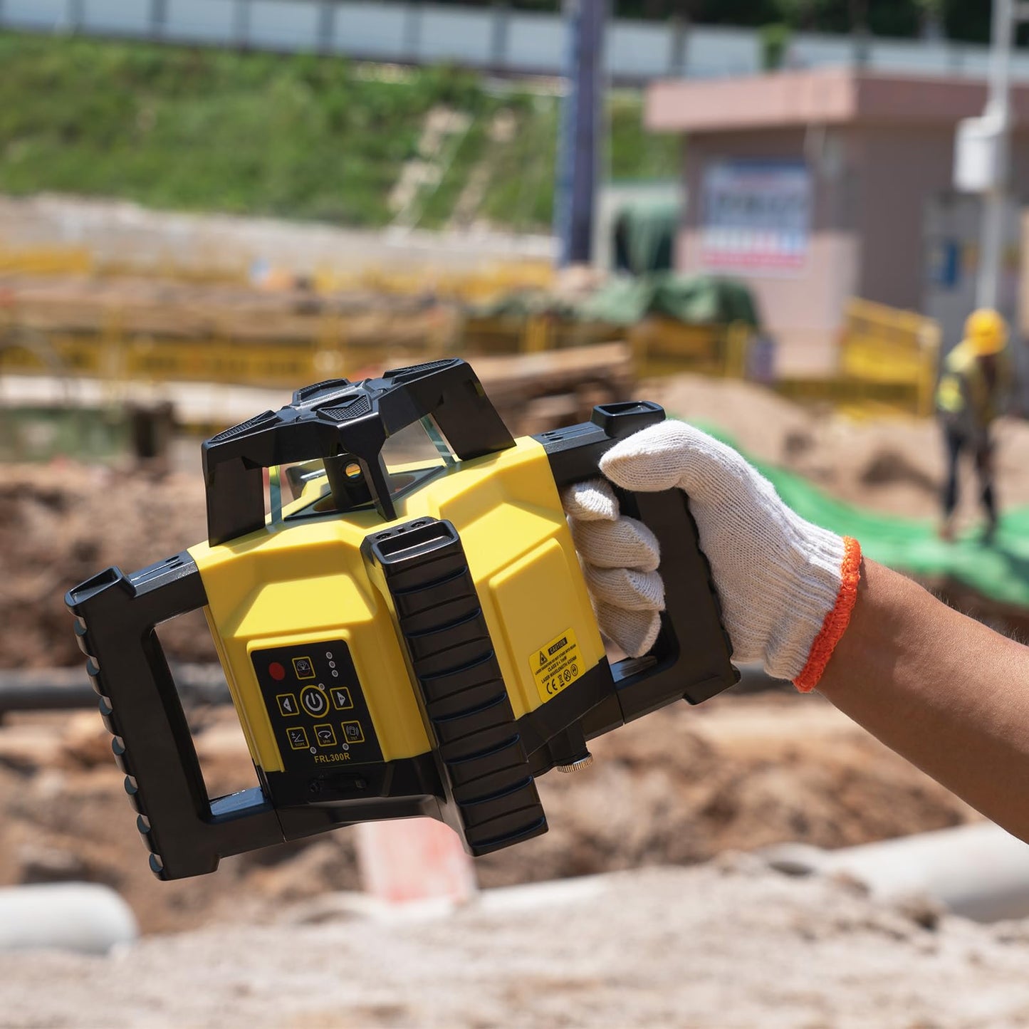 Firecore Rotary Laser Level Kit, 360 Degree Self-Leveling Horizontal Rotary Laser for Construction, Outdoor Laser Level with Receiver, Rechargeable Battery, Rod Clamp & Remote Control Included-FRL300R
