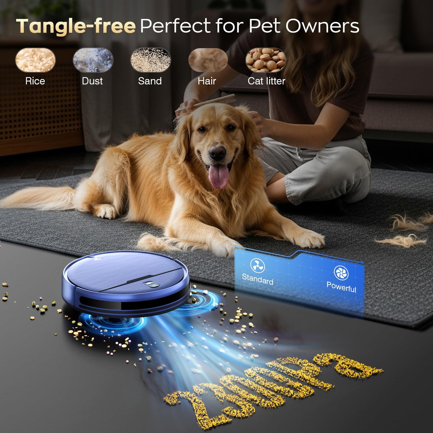 Robot Vacuum and Mop Combo, 2300Pa Strong Suction, 2-in-1 Dust Box and Water Tank, Works with Alexa/Google Assistant, Long Runtime, Schedule, Quiet, Ideal for Hard Floors, Low-Pile Carpets and Pets
