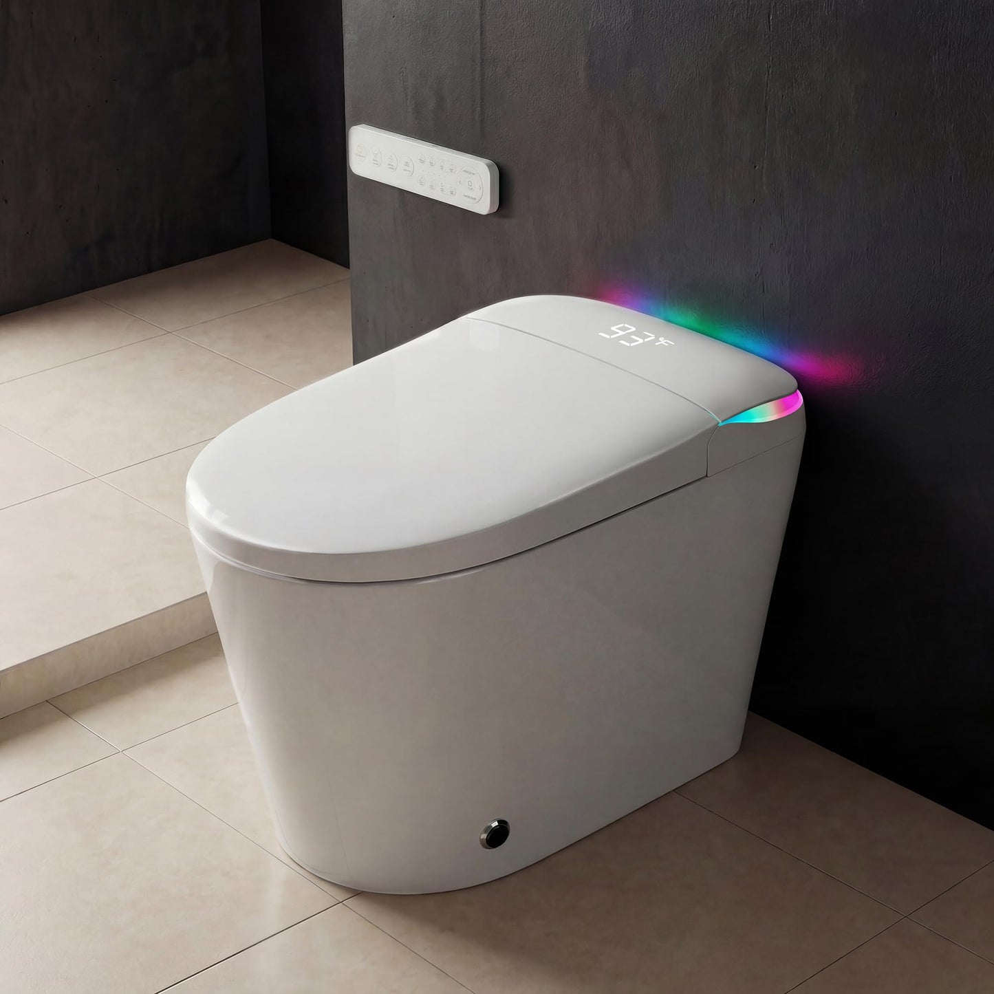TOTTE Smart Toilet with Bidet Built-in, Built-In Water Tank & Pressure Pump, 1000g MaP Flush Score, Foam Shield, ADA Comfort Height Heated Seat, Automatic Lid, Warm Air Dryer & Instant Warm Water