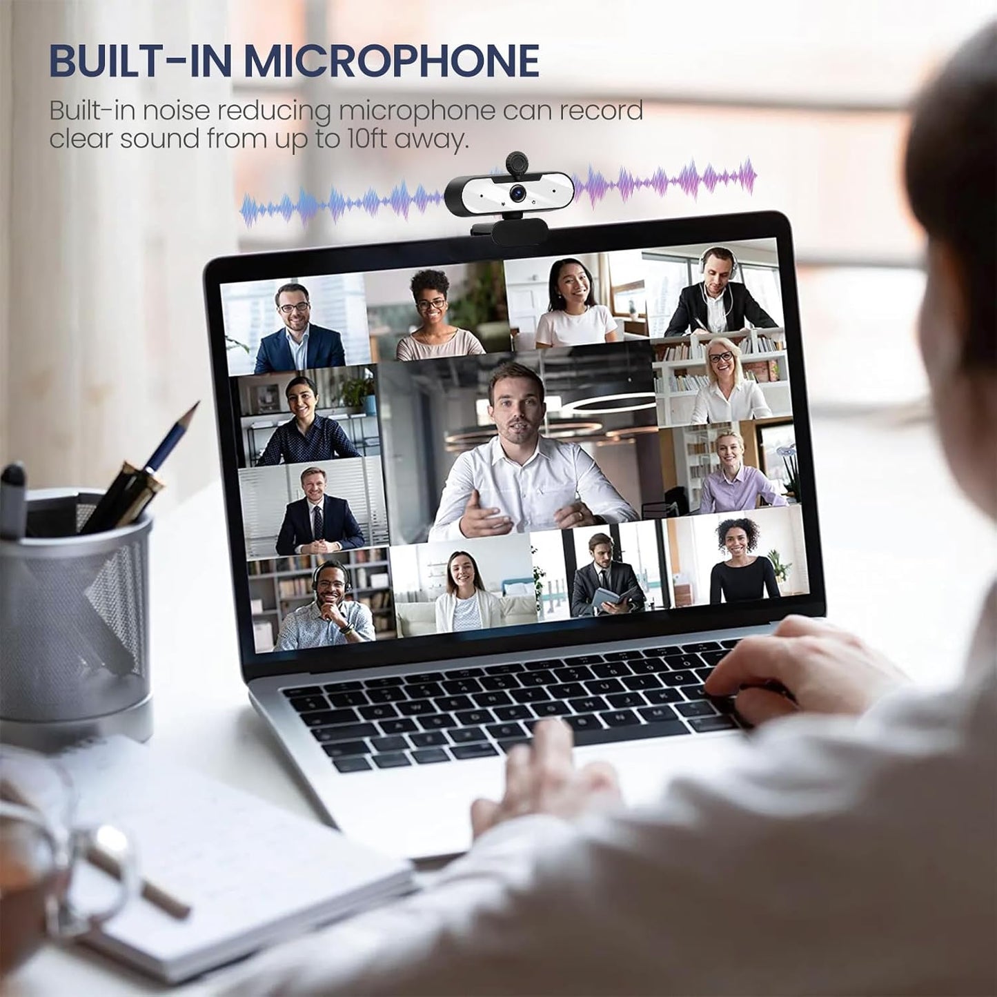 MTORED 1080P USB HD Video Webcam and Wide Angle Camera with Built-in Microphone and Rotatable Tripod,for Laptop
