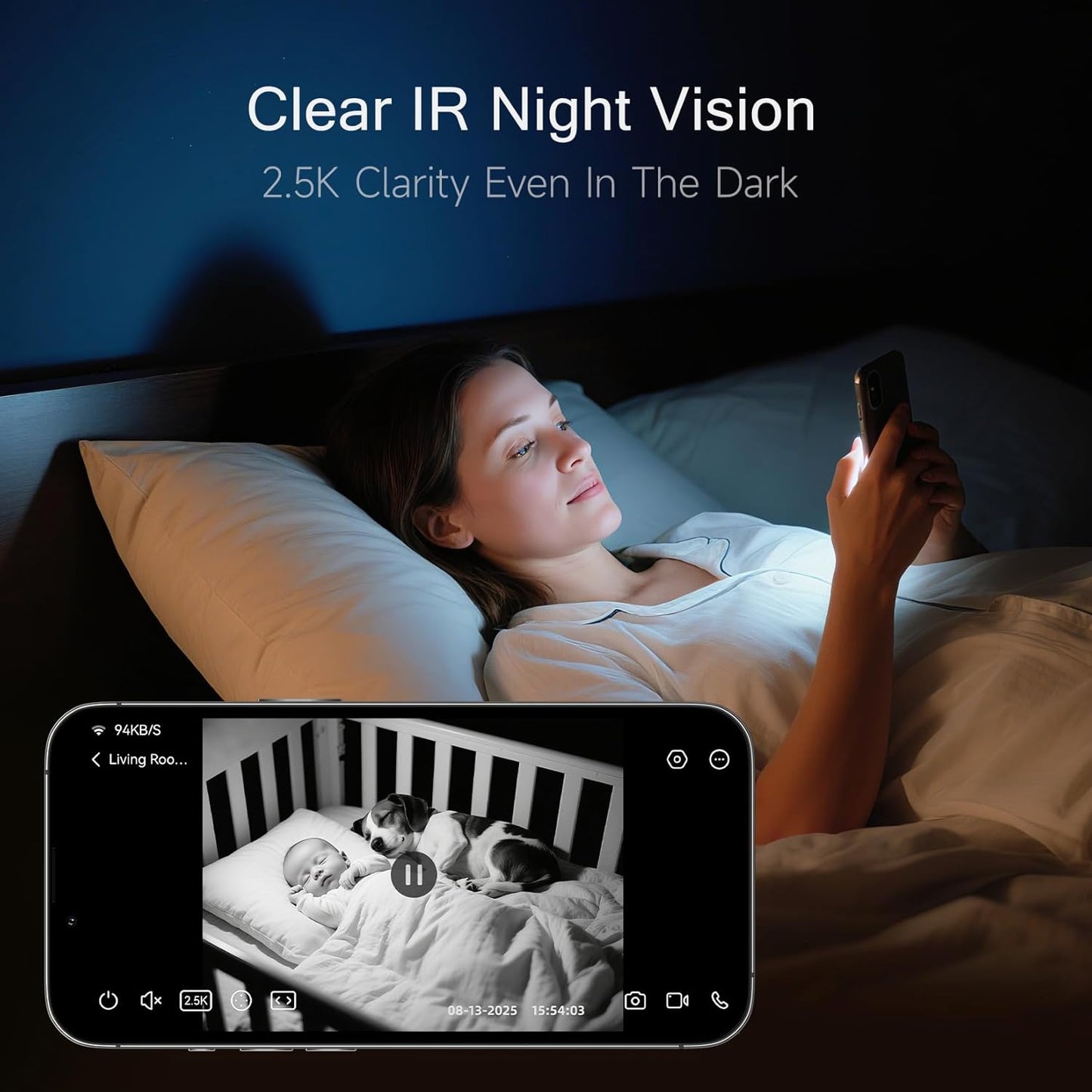 CINMOORE 2.5K 2pack, 4MP 2.4GHz 2-Way Indoor Camera Non-Subscription AI Person/Pet/Cry Detection, Pet/Dog/Cat/Baby
