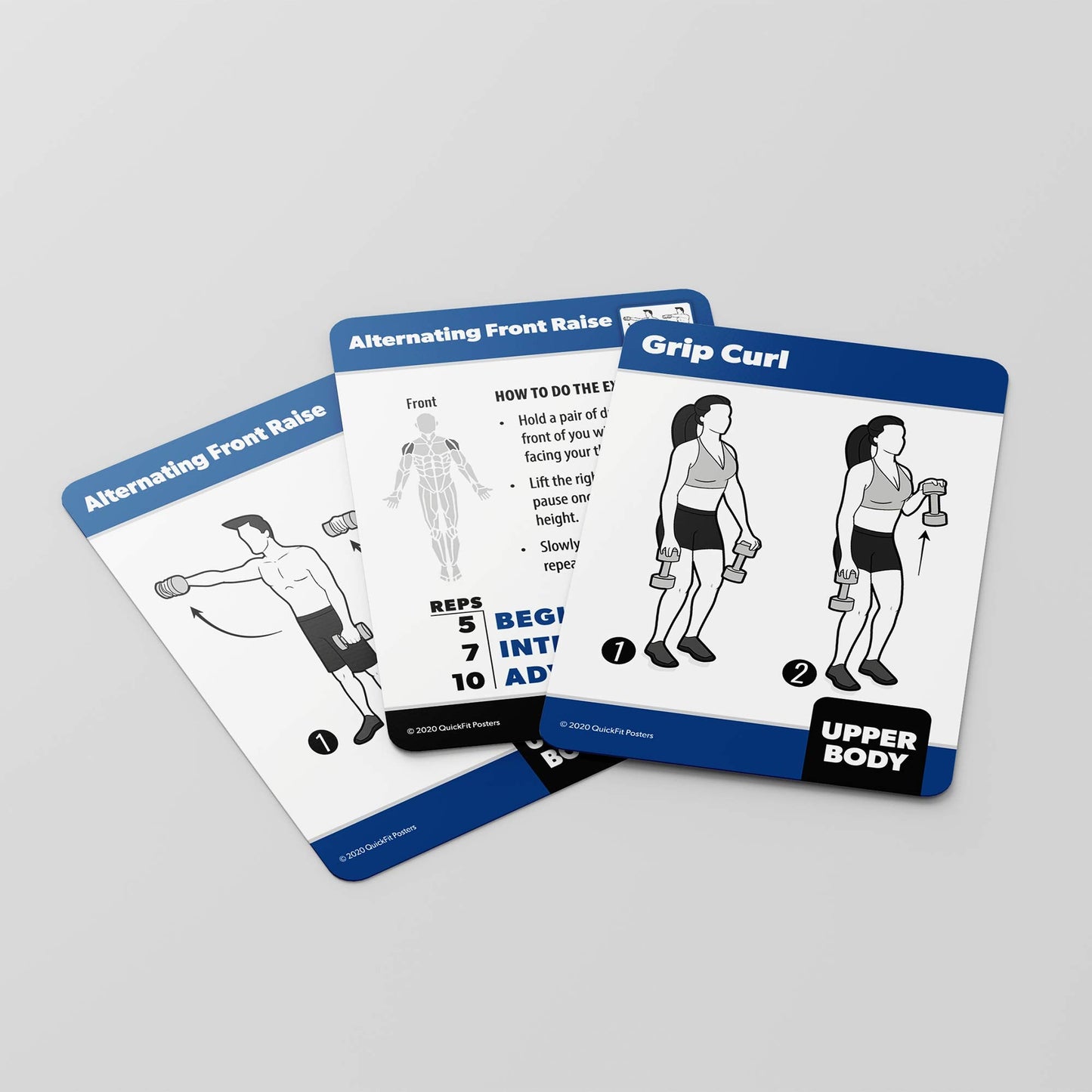 Palace Learning 3 Pack: Dumbbell Workout Exercise Posters Volume 1 & 2 + Dumbbell Exercise Playing Card Set (LAMINATED, 18" x 24")