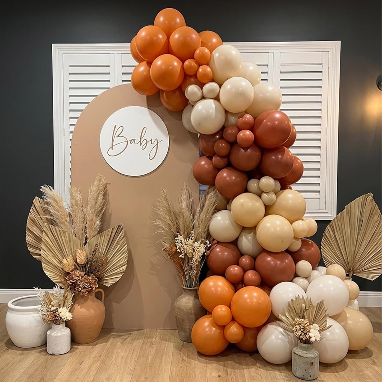 RUBFAC Burnt Orange Balloons - 129-Piece Latex Garland Kit | Various Sizes for Fall Celebrations