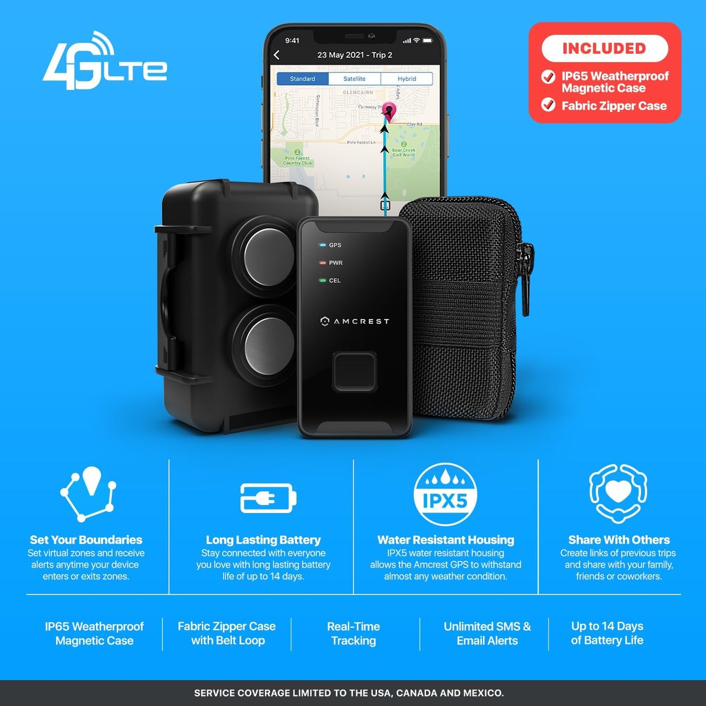 Amcrest GL300 (4G Assets, GPS GPS Tracker for Vehicles LTE) - Portable Mini Hidden Real-Time GPS Tracking Device