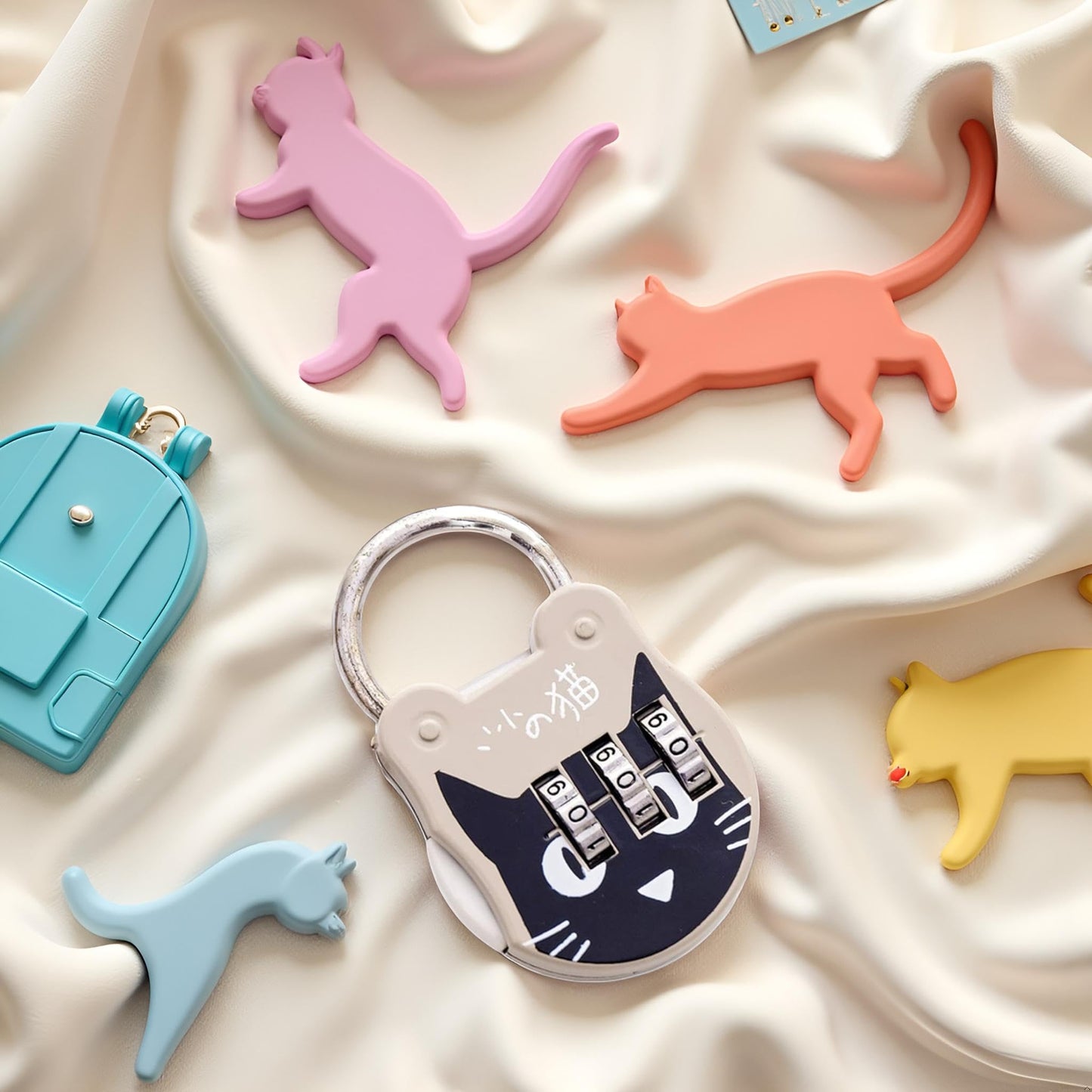 1 Pc Cute Cat Combination Lock Travel Locks for Luggage Backpack Locks Zipper Combination Lock for Locker for Student DormitoryCombination Padlocks Padlocks and Hasps, Hardware(Grey)