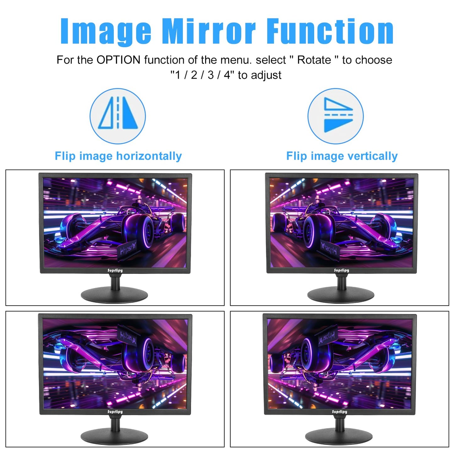 Suprlipy 19 inch FHD Small IPS Monitor LCD Display Screen 1440x900 60Hz 16:10 with HDMI BNC VGA AV USB Input Built-in Lounspeakers for CCTV Security Camera DVR PC RasPi