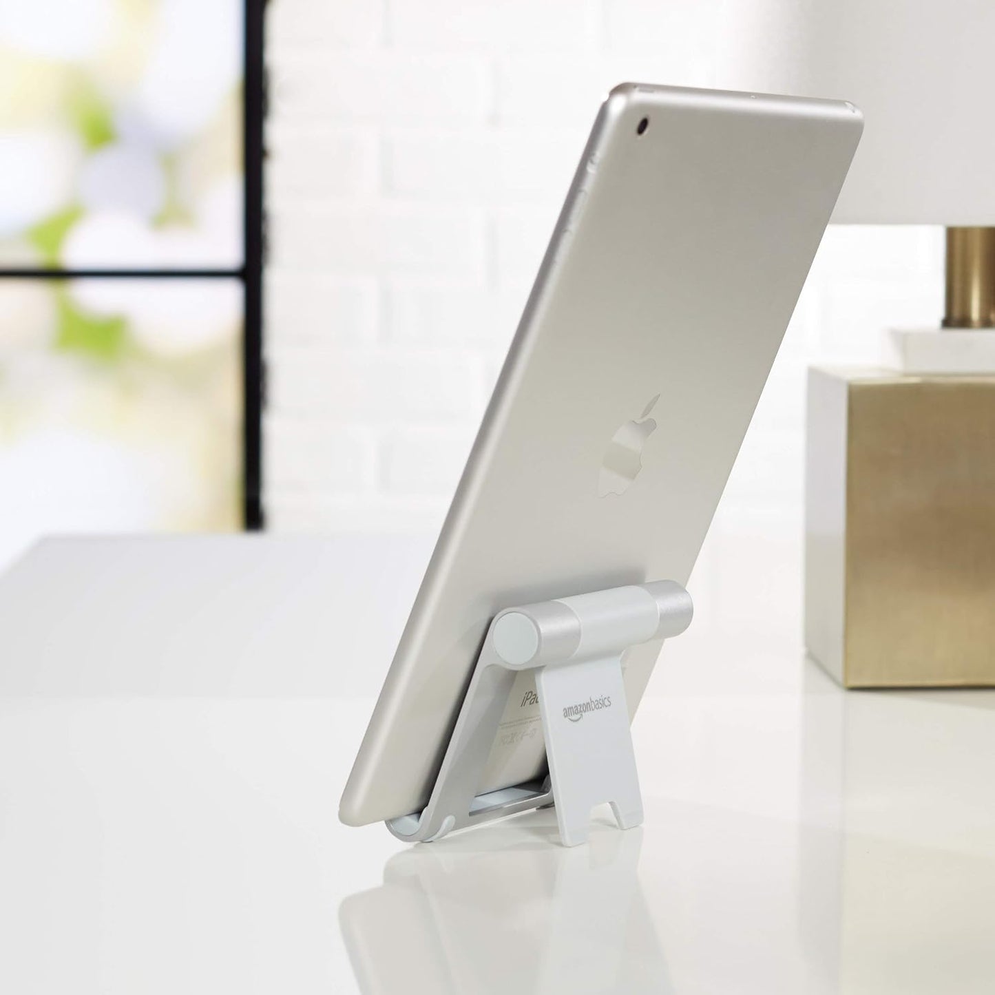 Amazon Basics Multi-Angle Portable Foldable Stand for Tablets, E-readers and Phones, Non-Slip Desktop Holder for iPads