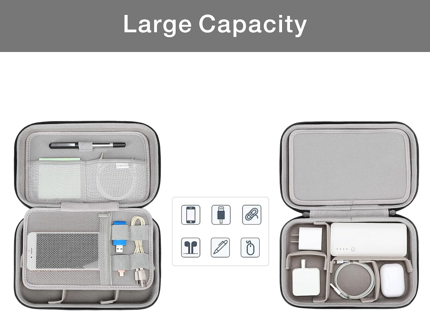 MOSISO 4 2 Electronic Organizer Travel Case Compatible with MacBook Power Adapter, Compatible with Magic Mouse