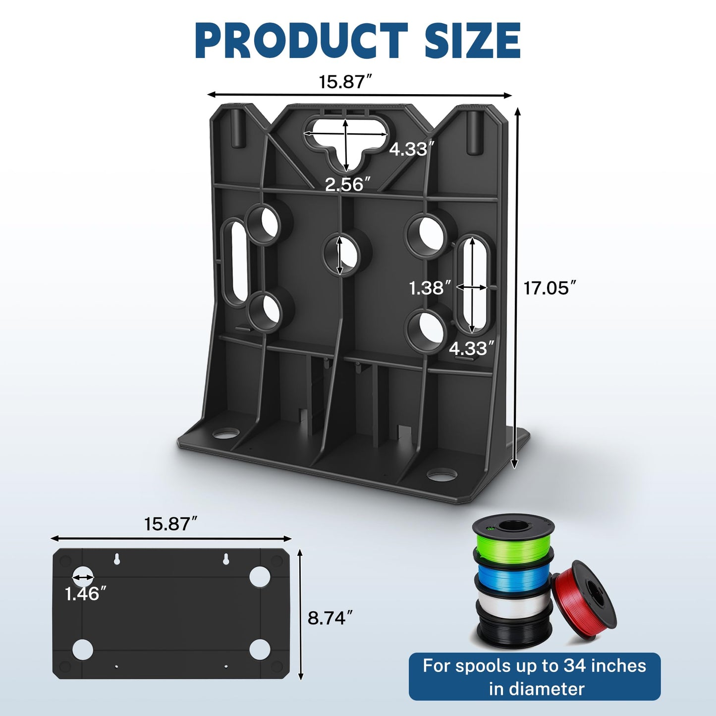 ZNZMAIO Wire Spool Rack, Multi Purpose Wire Dispenser for industrial Use, 330lbs Capacity Heavy-Duty Dispenser Holder 34'' Diameter 1-Pair Set(Black) (black)