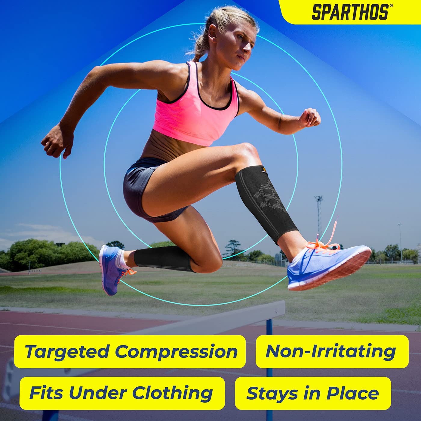 Sparthos Calf Compression Sleeves (Pair) – Leg Compression Socks for Men and Women – Shin Splint Calf Pain Relief Calf Medical Leg Pain and Cramps Recovery Varicose Veins (Black-L)