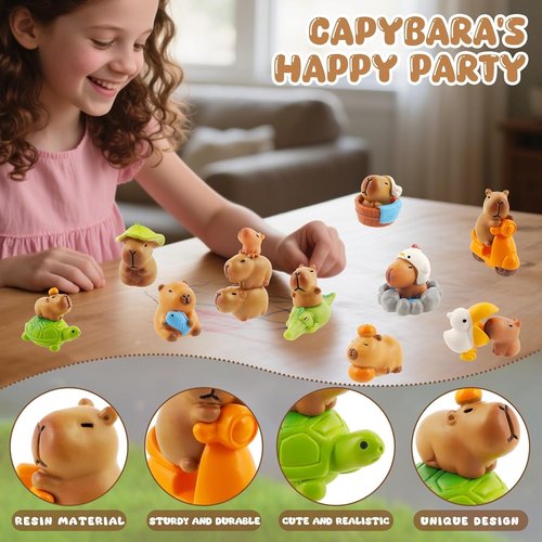 Exasinine Mini Capybara Figurines - 27pcs Resin Cake Toppers for DIY Fairy Garden & Home Decor