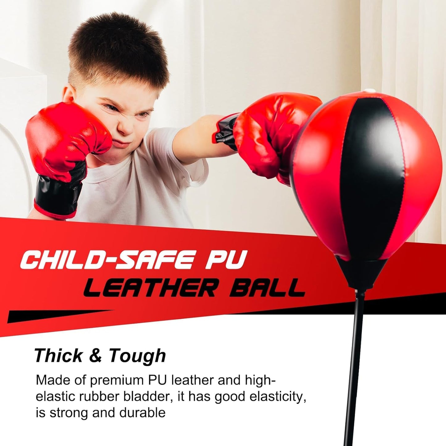 Punching Bag for Kids 3-8 Years Old, Kids Boxing Bag Set with Gloves & Adjustable Stand, Sports Toy for Boys