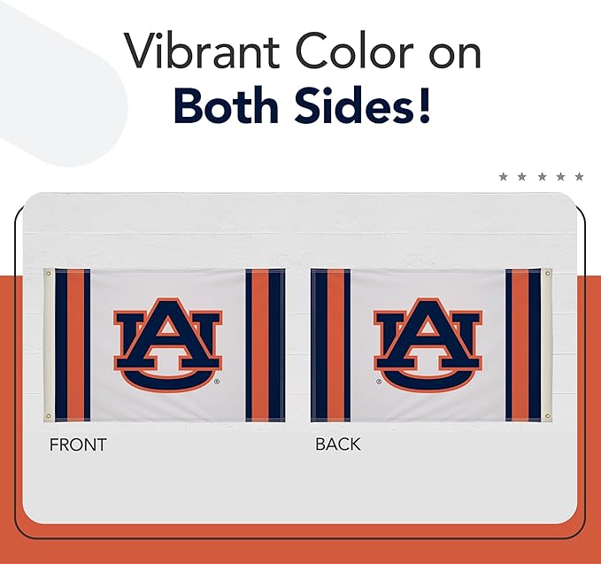 Auburn Tigers College Sports Printed Flag - NCAA Licensed - Nylon - School Banner (White) (2' x 3')