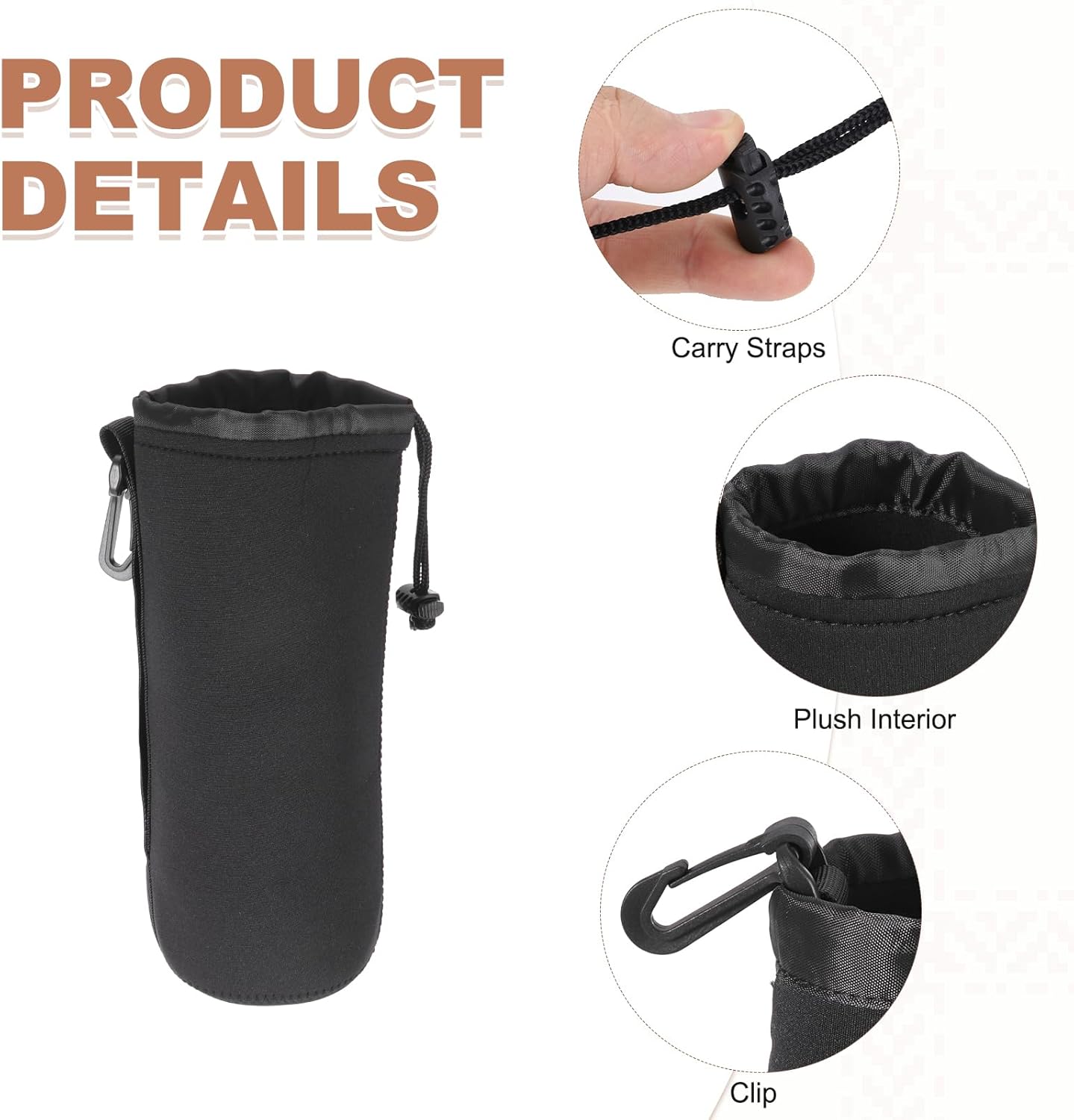 4 4" 10" PATIKIL Pcs Camera Lens Pouch, ID x H Drawstring Lens Pouch Protective Camera Lens Case Bag Soft Plush