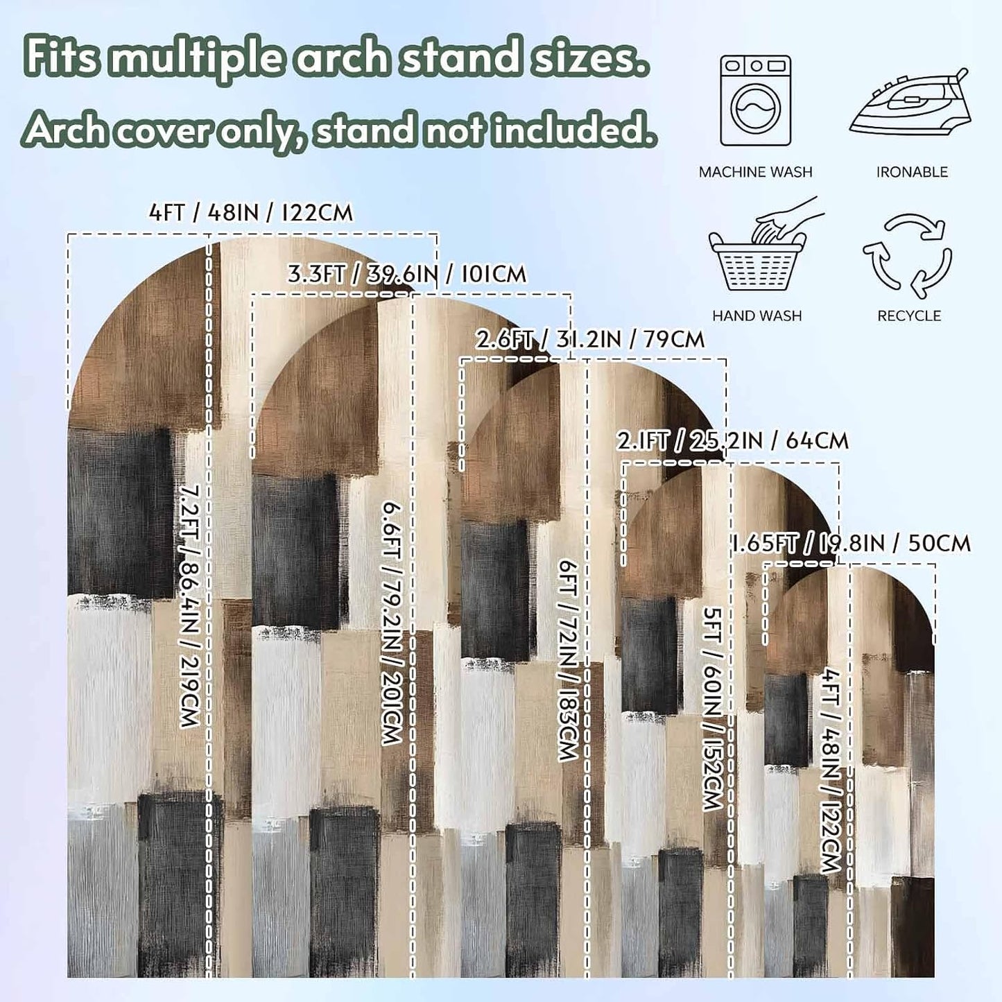 Jnbasdffb 6.6 Black Brown Abstract Wedding Arch Cover, Stretchy Spandex Arch Backdrop Stand Covers FT, Oil Painting