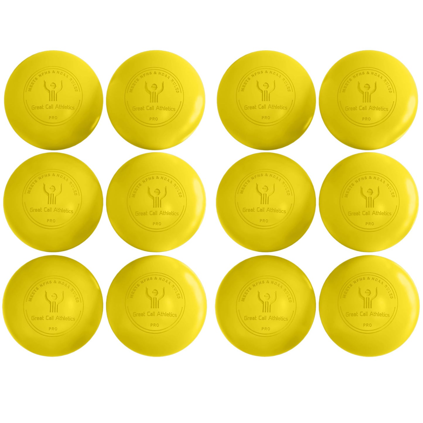 GCA Pro Lacrosse Official Game Ball NFHS College Approved Velocity 6 Pack LAX Field Tournament Rubber Practice (Yellow, 6 Balls)