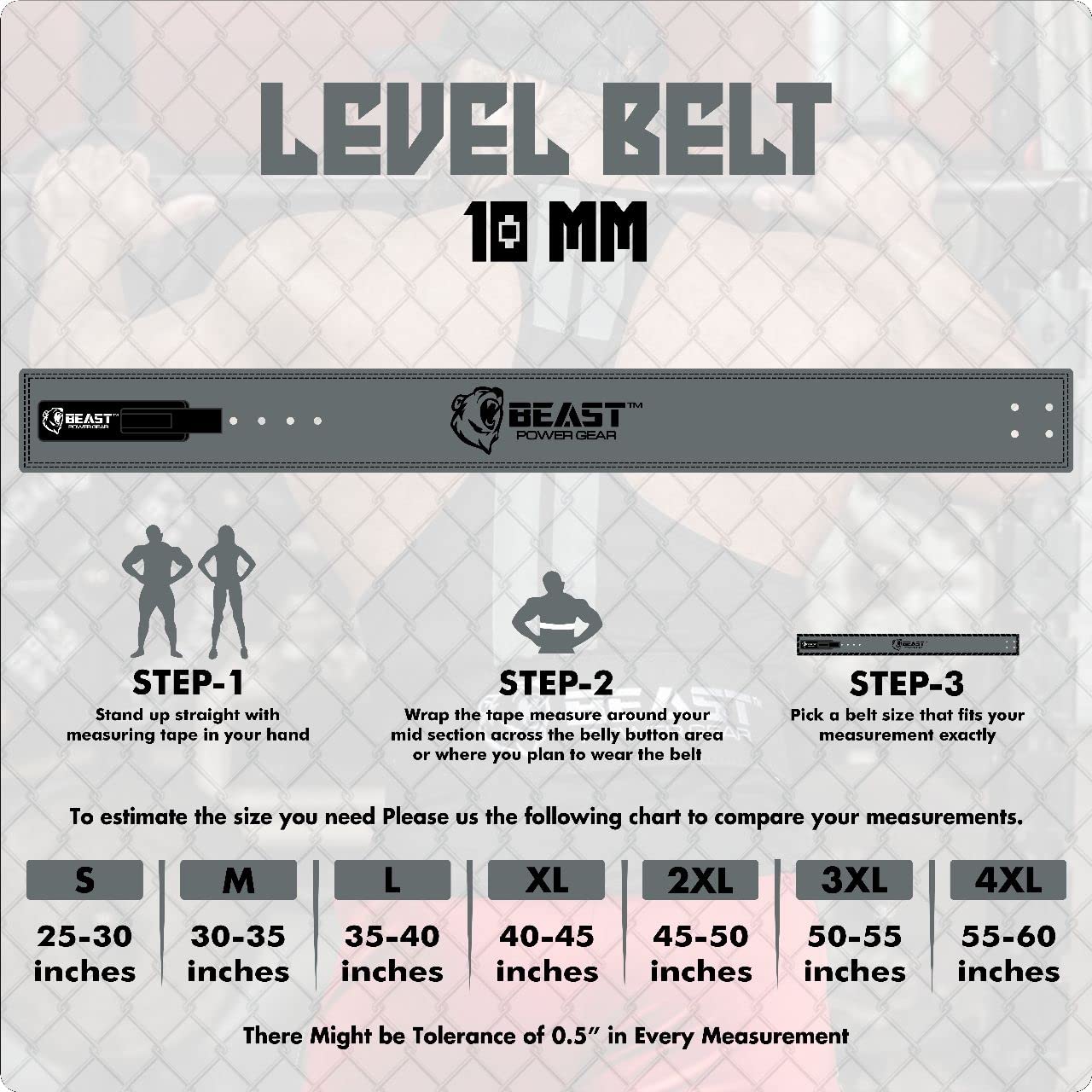 Beast Power Gear Weight Lifting Belt Lever Buckle 10MM 13MM Thick & 4 Inches Free Strap Weightlifting, Powerlifting, Deadlifts, Squats Men Women
