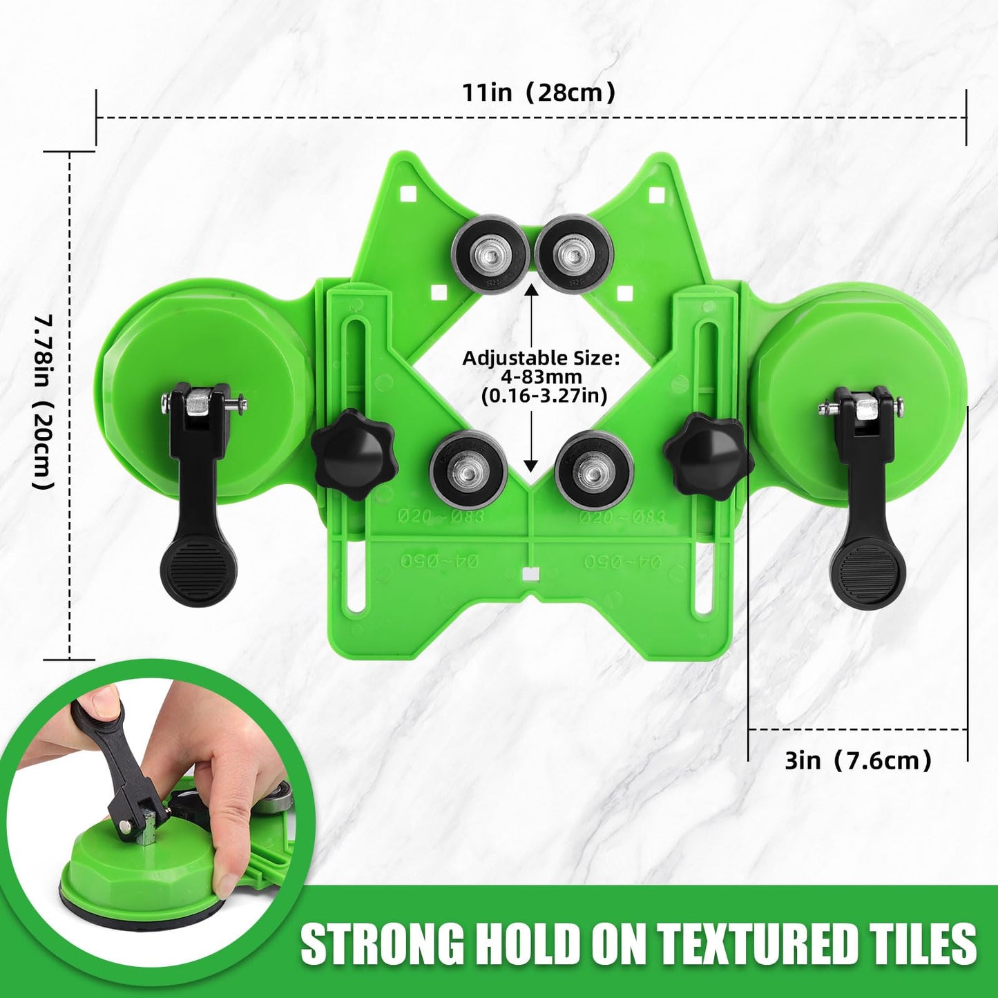 Diamond Hole Saw Kit, 18 PCS Tile Hole Saw Kit with Double Suction Cup Guide, 6-50 mm Dry/Wet Drill Bits Set for Ceramic, Glass, Porcelain, Marble, Granite