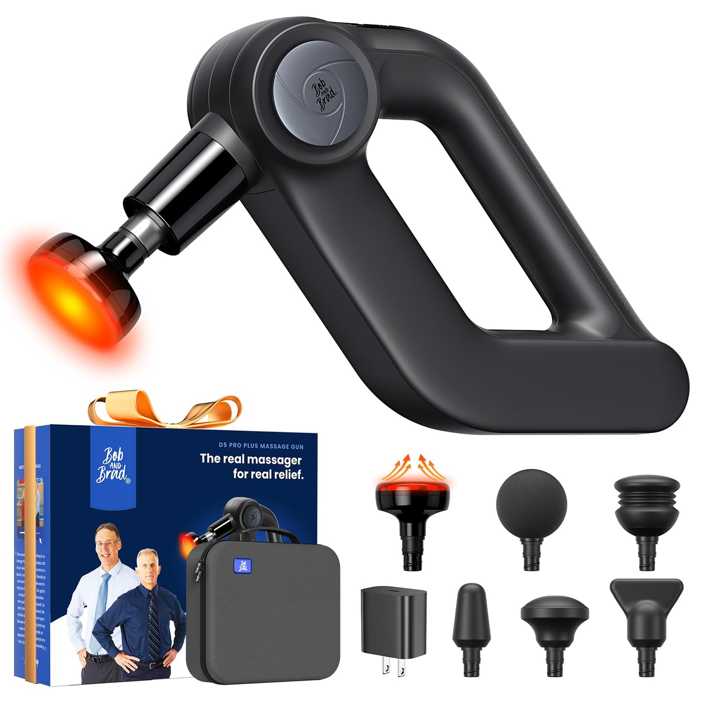 BOB AND BRAD D5 Pro Plus Massage Gun with Heat, FSA-HSA Eligible, 13mm Amplitude Deep Tissue Percussion Massage Gun with Max Power for Muscle Therapy, Professional Muscle Massager