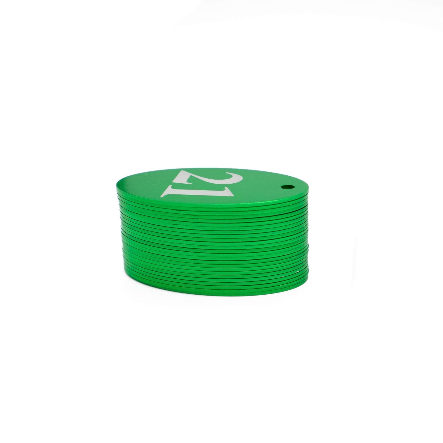 StayMax Aluminum Alloy Oval Number Tag Key Tag with Key Rings (1-25, Green)