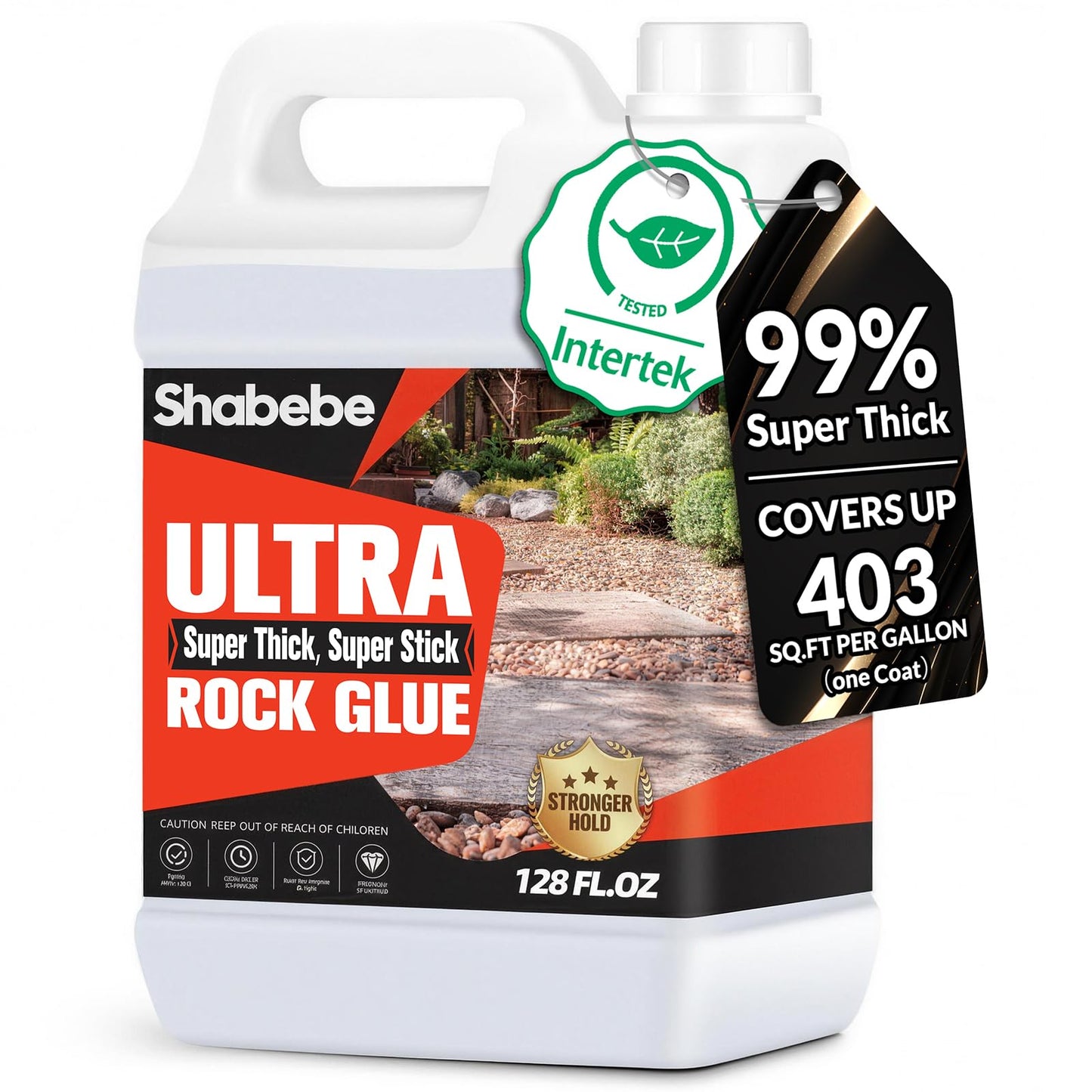 Shabebe Rock Glue for Landscaping, Upgraded Ultra Mulch Hold 1 Gallon–Gravel & Pebble Stabilizer, Bicycle-Friendly Grade Strength for High-Traffic Walkways, All-Weather Resistant Binder for Gardens