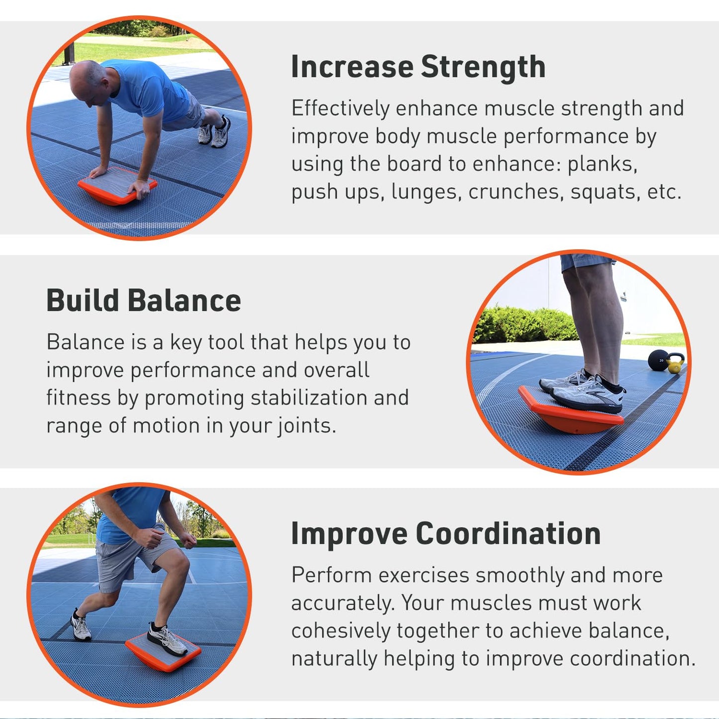 Body Sport Rocker Board for Balance Training, Ankle Rehab and Physical Therapy | Non-Skid Wobble Board for Standing Desk and Home Gym | 14 In. | 400 lb. Capacity